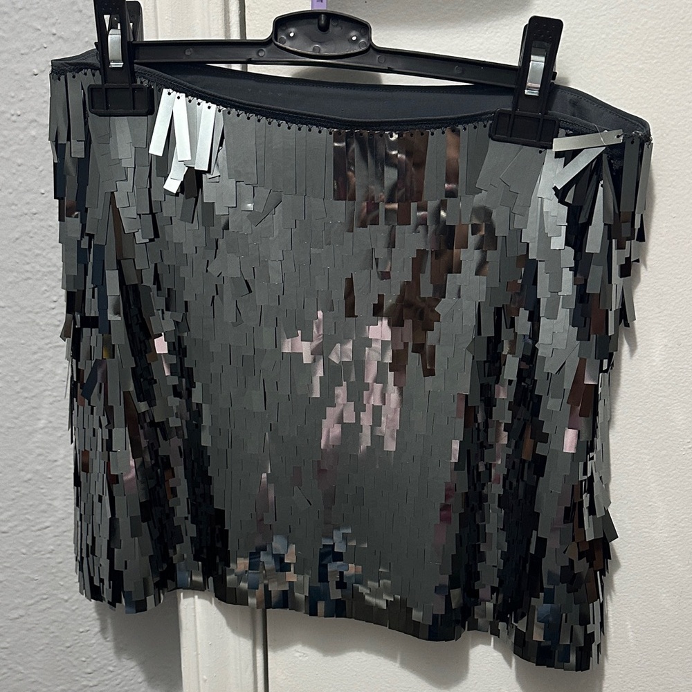 Zara Shimmering Silver Mini Skirt